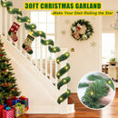 Christmas Garland with Lights, 30 Feet 50 Led Battery Operated Pre-Lit Long Garland Remote Timer for Stairs Railing Fireplace Mantle Office Door Frame Decor Green Greenery Indoor Outdoor Decorations — 2
