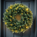 24 Inch Artificial Pre-Lit Christmas Wreath Spruce, 50 LED Warm White & Multi-Color Lights with Timer, Battery Operated, Holiday Decoration for Front Door, Outdoor — 6