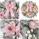 Pre-Lit Christmas Wreath for Front Door, 24 Inch Large Xmas Wreath for Holiday Decor, Battery Operated Xmas Lighted Wreath with Flower, Ball Ornaments & 20 LED Lights for Fireplace Window — 3