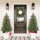 Christmas Wreath with Lights 24 Inch Real Touch Pine Wreath with Red Berries/Pine Cone Prelit Christmas Wreaths for Front Door Outdoor Christmas Decorations Winter Wreath for Windows Indoor Holiday — 8