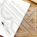 7Pcs Geometry Set-Clear Plastic Rulers,Triangle Ruler,Protractor,Compass — 8