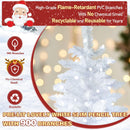 Yardenaler 7.5FT Artificial Christmas Tree with 350 LED Lights, 900 Branches Pre-Lit Pencil Christmas Tree, Slim Xmas Tree with Base for Indoor, Cool White Lights Festival Decoration for Party, White — 7