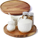 [ 2 Pack ] 10-inch Acacia Wood Lazy Susan Organizers, ACIAZAAZ Lazy Susan Turntable for Cabinet, Kitchen Turntable Storage for Table, Countertop, Pantry — 1
