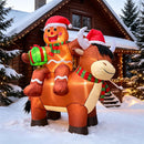 5.8FT Christmas Inflatable Highland Cow, Cute Blow Up Highland Cow with Santa Hat, Playful Gingerbread Man Holding Gift Box Riding on Cow Back for Indoor Outdoor Yard Lawn Garden Holiday Party Decor — 8