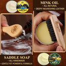 Shoe Shine Kit –18-in-1 Leather Shoe Polish Kit with Saddle Soap,Mink Oil,Black/Brown/Neutral Shoe Polish,Horsehair Brushes,Leather Boot Polish,Cleaning & Conditioning–Gift for Men & Women & Cowboy — 4