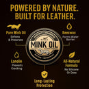 4-in-1 Mink Oil Leather Conditioner Kit – 3.52oz Waterproof Paste with Horsehair Brush, Sponge & Microfiber Cloth – Leather Cleaner & Protector for Boots, Shoes, Jackets, Saddles & Bags — 6