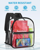 Paxiland Clear Backpack Stadium Approved, 12x10.5x6 Inches Clear School Bag | Black-standard — 4