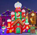 [Flash Light] 10FT Tall Christmas Inflatable Outdoor Decoration Candy Castle with Santa Gingerbread and Penguin, Christmas Blow Up Candy Castle Inflatables for Xmas Outdoor Decorations — 1