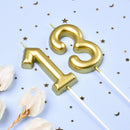 2.76 Inch Classical Gold 13 Number Birthday Candles, Gold Number Candles, Cake Number Candles, Party Celebration — 2