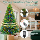 360° Rotating Prelit Christmas Tree 6.5ft - Musical Artificial Christmas Tree with Remote Control, 1036 PE & PVC Mixed Tips, 8 Modes 340 Multicolor LED Lights for Holiday Decor — 6