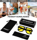 FEISEDY Retro Thick Aviator Sunglasses for Women Men, Large Vintage Shades | Black - Yellow | 53 Millimeters — 5