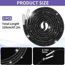 Rhinestone Shoe Laces,Rhinestone Laces for Sneakers,Crystal Shoe Lace for Sneakers,Crystal Shoes Lace for Sweatpant | Black Crystal | Quantity: 2 Pcs — 2