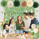 Sage Green Birthday Decorations for Women Men with Butterfly Sticker — 7