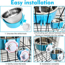 kathson Crate Dog Bowl, Removable Stainless Steel Hanging Pet Kennel Cage Bowl Food & Water Feeder Coop Cup for Puppy, Cat, Rabbit, Guinea Pigs Ferret Bird (2 PCS, Size: M, Blue and Green) — 4