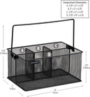 Mind Reader Multi-purpose Storage Caddy with Handle, Desktop Organizer, Cutlery Holder, 4 Compartments, Metal Mesh, Black — 3