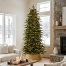 Glitzhome Prelit Christmas Tree, 7.5ft Artificial Christmas Tree Radiant Slim Evergreen with 1,400 Warm White & Multi-Color Chasing and Twinkling Lights, 2376 Tips, 9 Lighting Modes, Easy Setup — 1