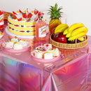 4 Pack Iridescent Pink Plastic Tablecloths, FunnyPars Shiny Disposable Laser Rectangle Table Covers, Holographic Foil Tablecloth Iridescent Party Decorations for Kpop Birthday Wedding Xmas, 54x108Inch — 5