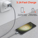 USB Type C Cable,(2-Pack 3FT) USB C Charger Cable Nylon Braided Fast Charging Sync Cord Compatible iPhone 17 Air/16 Pro Max Samsung Galaxy S10 Plus,Google Pixel 2(Gray) 2