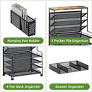 Ekisemio 8 Tier Desk File Organizer with Sliding Drawer, Desktop Organizers and Accessories, Letter Size File Organizer for Desk, Black — 5