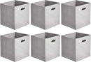 Amazon Basics Collapsible Cube Storage Bins, Space-Saving, Organizing Fabric Bins with Handles, 10.5 x 10.5 x 11 inches, Light Grey, 6-Pack — 1