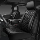 CAR PASS Piping Luxury Faux PU Leather Two Front Car Seat Covers, Waterproof Anti Slip Seat Covers Compatible with Front Seat Armrests,Universal Fit for Suvs,Vans,Trucks, Airbag Compatible(All Black) — 1