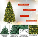 Goplus 7ft Pre-lit Artificial Christmas Tree, Hinged Premium Spruce Xmas Full Tree with 1096 PVC Tips, 300 LED Lights, Folding Metal Stand, for Home Office Party Decoration — 5