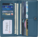 Bveyzi Ultra Slim Thin Leather RFID Blocking Credit Card Holder Bifold Clutch Wallets for Women - Lake Blue - Leather — 2