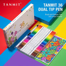 TANMIT 36 Dual-Tip Brush Pens, Art Markers for Adult Coloring Books | 36 Dual Pens — 7