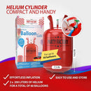 Party Factory – 2x Helium Tank - for up to 60 assorted balloons (latex, LED & foil) – Party birthday decoration disposable gas cylinder – bendable filling valve – For decorative occasions | 2 Pack — 4