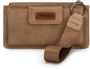 Montana West X Wrangler Brown Wristlet Wallet Minimalist Clutch Womens Wallet Rfid Card Cases & Money Organizers with Coin Purse and Smooth Zipper