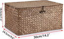 Hipiwe Wicker Shelf Baskets Bin with Lid Large Handwoven Basket Box, Coffee — 6