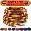 Miscly Round Boot Laces [1 Pair] Heavy Duty and Durable Shoelaces for Boots, Work Boots & Hiking Shoes | Gold/Tan — 1