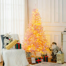 HOMCOM 6' Tall Prelit Christmas Tree Douglas Fir Realistic Branches Pink — 2