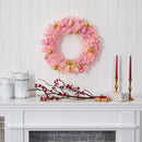 Nearly Natural 24 in Pink Artificial Christmas Wreath with 35 LED Lights — 5