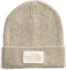 THE NORTH FACE TNF Logo Box Cuffed Beanie | Classic Fit, Rib Knit Winter Hat for Men & Women - Gravel Heather/White Dune — 1