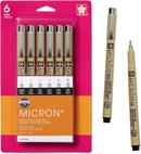 Sakura Pigma Micron Fineliner Pens - Archival Black Ink Pens - Pens for Writing, Drawing, or Journaling - Assorted Point Sizes - 6 Pack | 6 Count (Pack of 1) | Ink Pen Set — 1