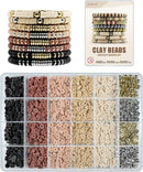 ClaBead Bracelet Making Kit 3200Pcs, Clay Beads Bracelet Kit with Gold Beads and Sliver Beads (Earth Tone) — 1