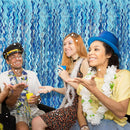 Tinsel Foil Fringe Curtains Wavy Backdrop for Parties Sparkle Metallic Wavy Foil Fringe Backdrop Curtain for Party Decorations Photo Booth Props for Birthday Graduation Wedding | Light Blue | 2 Pack — 6