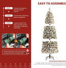 SHareconn 6ft Prelit Snow Flocked Artificial Hinged Slim Pencil Christmas Tree with Warm White Lights, Flocked Pencil Spruce Tree, Perfect Decoration Choice for Xmas Holiday, 6 FT, Flocked Green — 7
