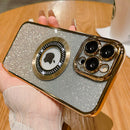 Misscase for iPhone 15 Pro Max Magnetic Glitter Case Compatible with MagSafe,Full Protection Slim Shockproof Anti-Scratch Case with Camera Lens Protector Logo View Dust-Proof Net for Women Gold — 3