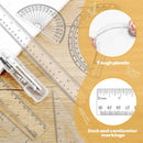 7Pcs Geometry Set-Clear Plastic Rulers,Triangle Ruler,Protractor,Compass — 6