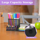 SUPEASY Pen Holder Desk Organizer, Office Supplies Pencil Holder with 3 Compartments, Desk Accessories and Workspace Organizers for Home School Classroom, Black — 4