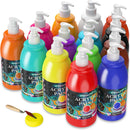 unuaST Acrylic Paint Sets for Adults, 14 Colors Large Bulk Acrylic Paints kits Rich Pigment Art Painting Supplies for Artists/Beginners, Paint Sets for Canvas with Pump, Color Wheel (10oz/300ml) | Clear | 10 Fl Oz (Pack of 14) — 1