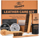 CUTEUP Leather Boot Care Kit – Mink Oil, Saddle Soap, Waterproofing Wax, Shoe Brush, Leather Cleaner and Conditioner Kit | Brown — 1