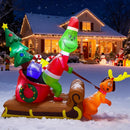 6.5FT Christmas Inflatable Outdoor Decoration, Christmas Blow Up Yard Decorations, Green Monster with Sleigh Dog and 7 LED Lights, Light Up Yard Lawn Inflatable Decor — 1
