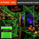 Piteno® 1200 sqft Spider Webs Halloween Decorations with 40 Fake Spiders, Stretchable Halloween Spider Webs for Indoor Outdoor Haunted House Yard Porch Party Decor (Green) — 7