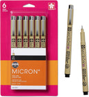 Sakura Pigma 50035 Micron Blister Card Ink Pen Set, Black, 01 6CT | Micron 01 — 1