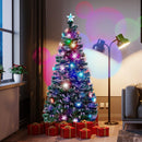 Juegoal 6 ft Pre-Lit Optical Fiber Christmas Artificial Tree, RGB Color Changing LED Lights, Snowflakes & Top Star, Fake Xmas Tree with Metal Legs — 2