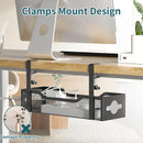 Under Desk Cable Management Tray No Drill, Metal Mesh Cable Management Under Desk with Clamp Mount, 2 Hole Cable Tray with Wire Management and Cord Organizer for Home Office Standing Desk photo 2