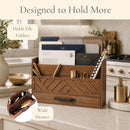 BLU MONACO | Wooden Mail Organizer with Drawer and Compartments | Mail Sorter Organizer Countertop for Desk Entryway | Outgoing Mail Holder Wood Desktop File Storage — 4